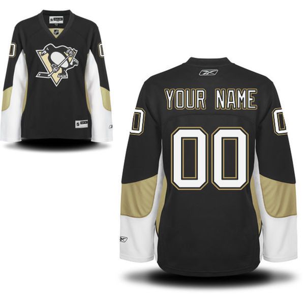 Reebok Pittsburgh Penguins Women Premier Home Custom NHL Jersey - Black->customized nhl jersey->Custom Jersey